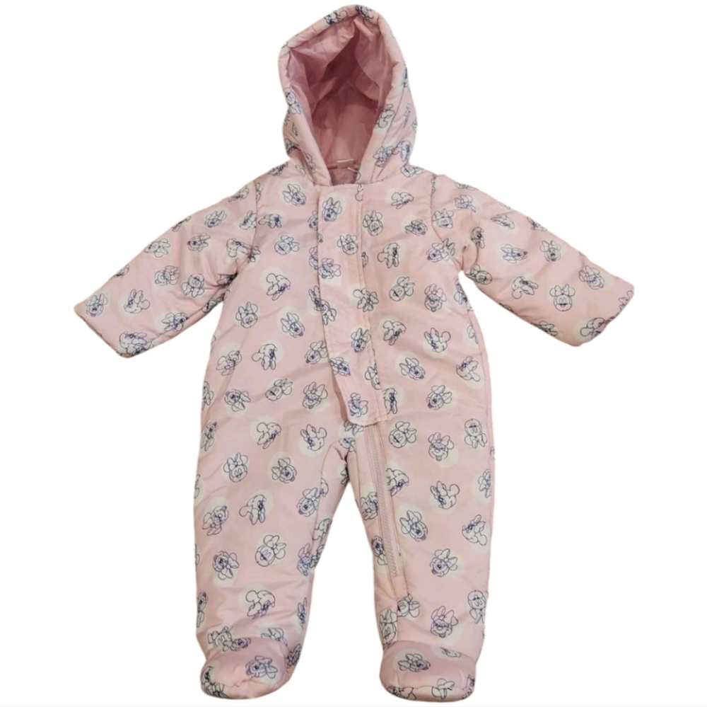 Disney Baby Minnie Mouse Baby Girl Hooded Pram Bunting Snow Suit Pink 9 months